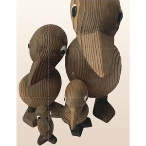 Vintage Otagiri Japan Wood Duck Family Set MCM Danish Style 4pc